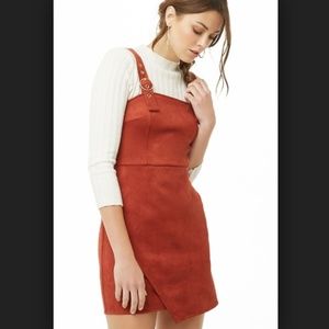 Faux Suede Overall Dress
